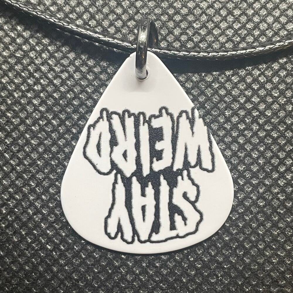 Handcrafted Stay Weird Guitar Pick Necklace
